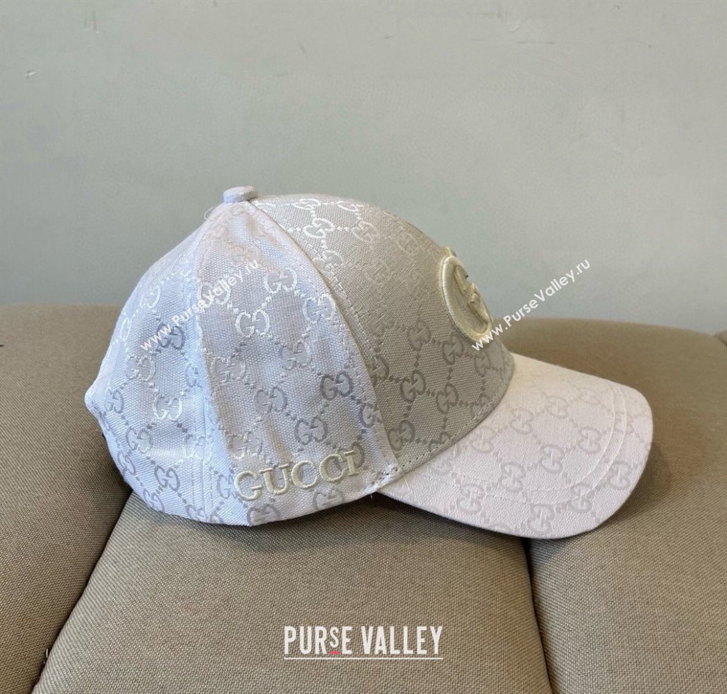Gucci GG Canvas Baseball Hat with Interlocking G White 2025 GG090910 (XMN-250909145)