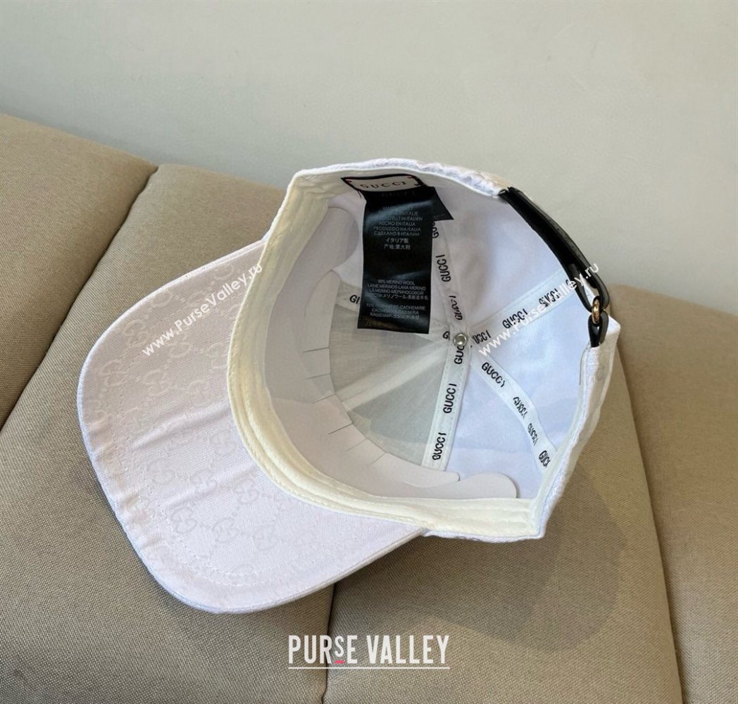 Gucci GG Canvas Baseball Hat with Interlocking G White 2025 GG090910 (XMN-250909145)