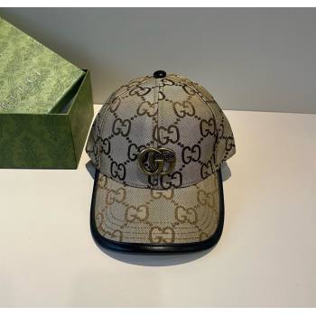 Gucci Maxi GG Canvas Baseball Hat Camel/Gold 2025 GG090911 (XMN-250909147)