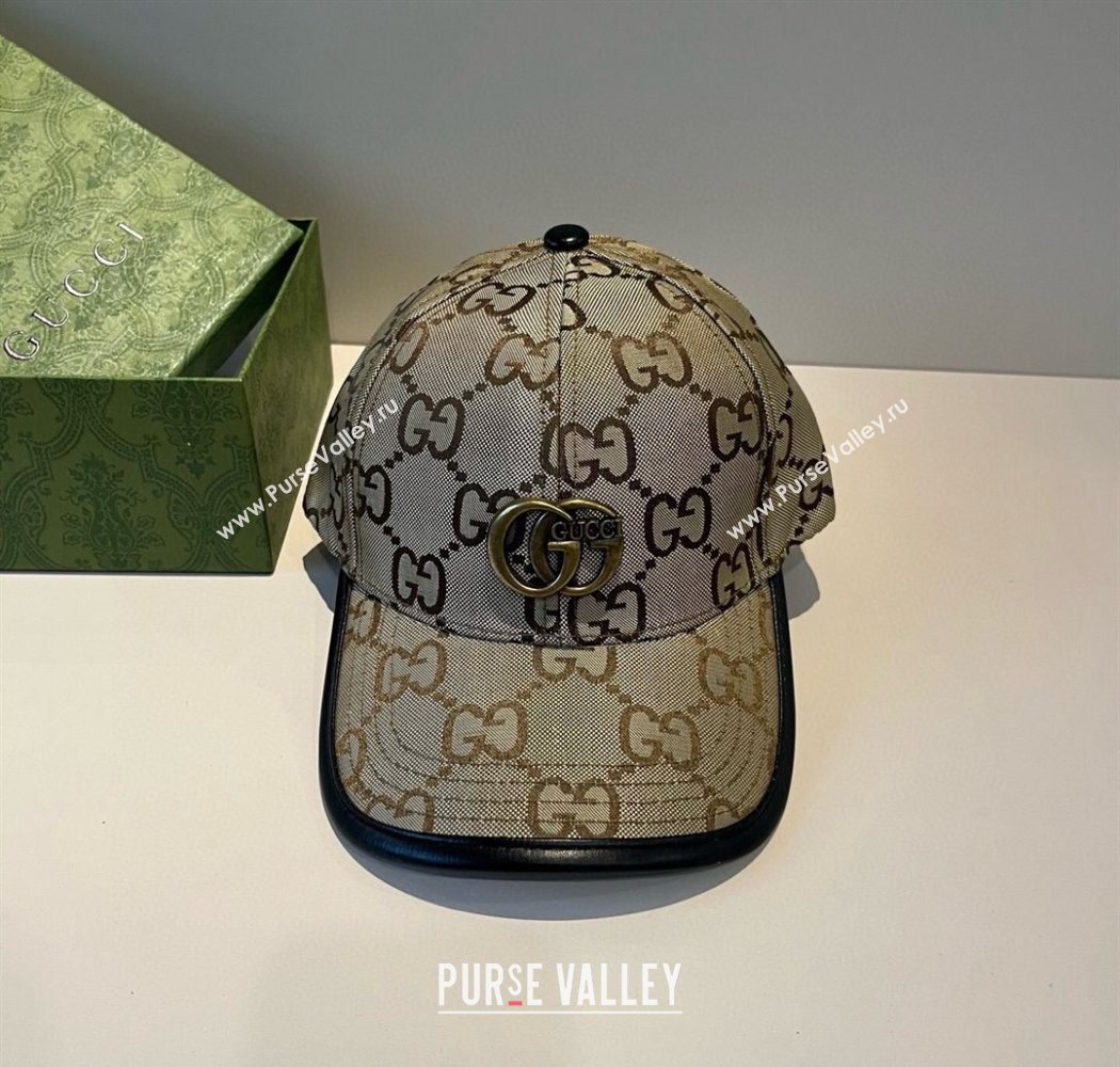Gucci Maxi GG Canvas Baseball Hat Camel/Gold 2025 GG090911 (XMN-250909147)