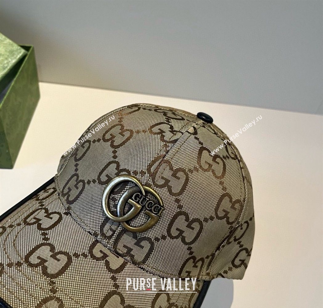 Gucci Maxi GG Canvas Baseball Hat Camel/Gold 2025 GG090911 (XMN-250909147)