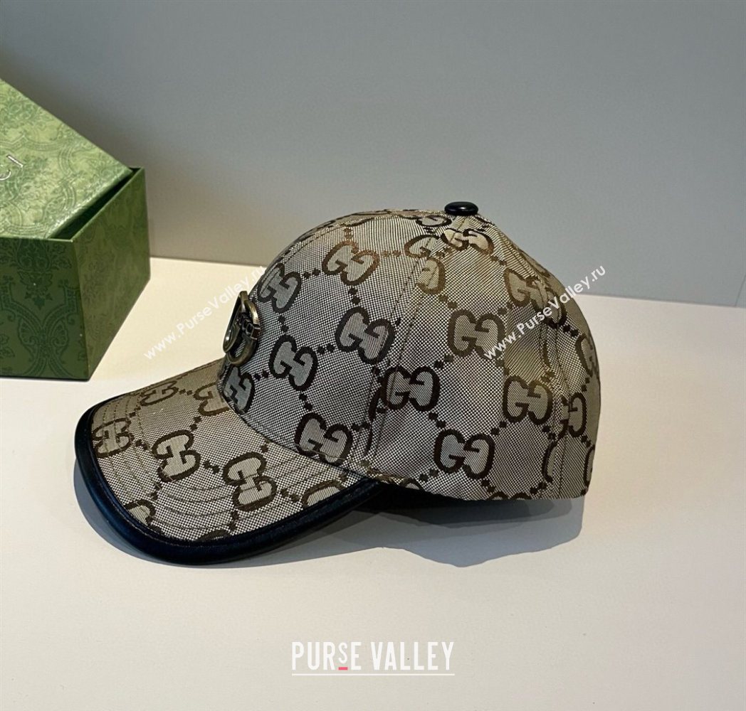 Gucci Maxi GG Canvas Baseball Hat Camel/Gold 2025 GG090911 (XMN-250909147)