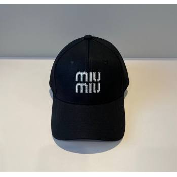 Miu Miu Canvas Baseball Hat with Strass Black 2025 MM090912 (XMN-250909156)