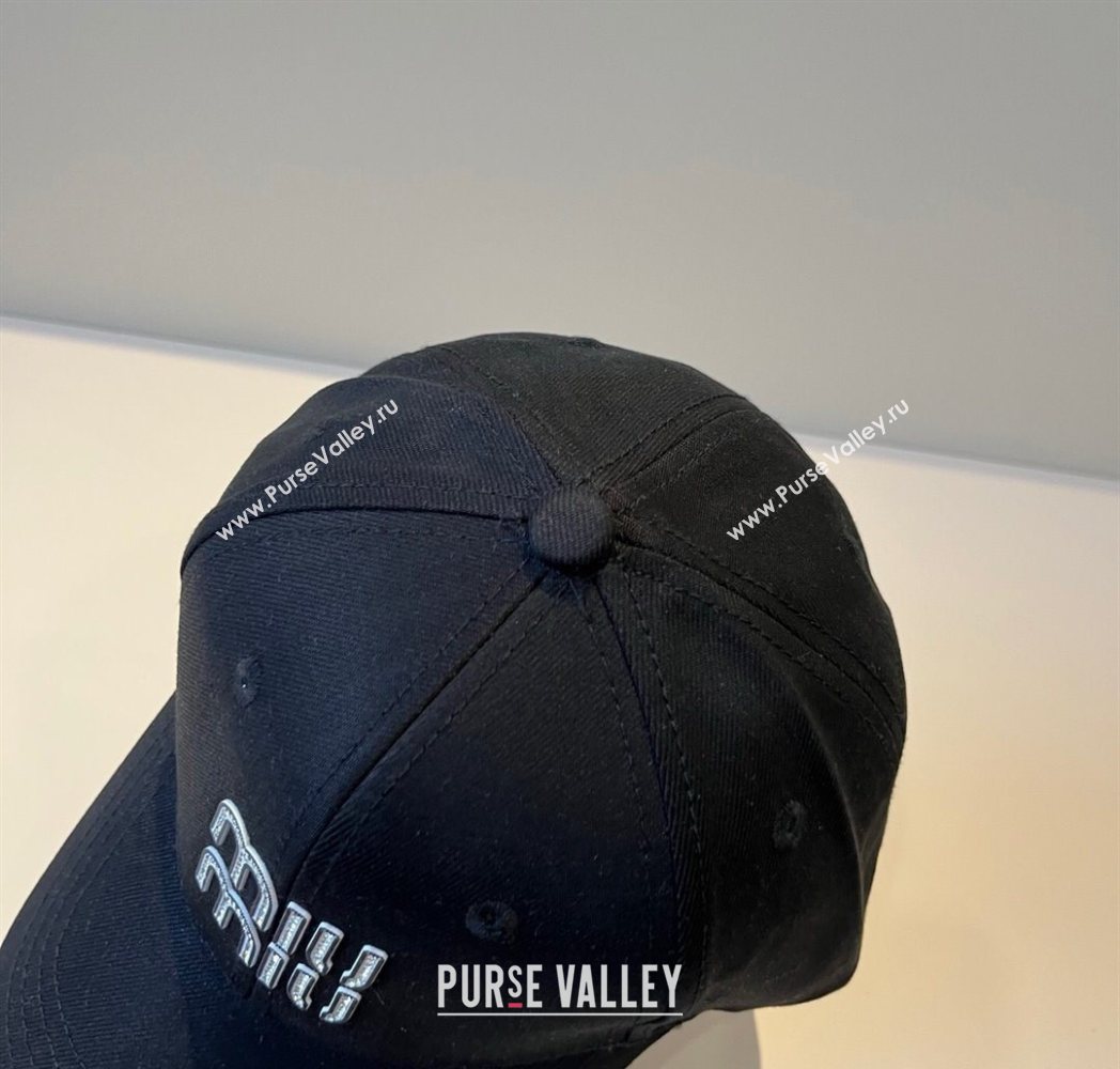 Miu Miu Canvas Baseball Hat with Strass Black 2025 MM090912 (XMN-250909156)