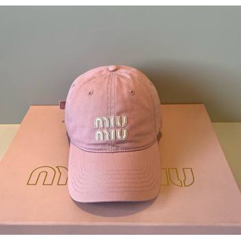 Miu Miu Canvas Baseball Hat Light Pink 2025 MM090913 (XMN-250909158)