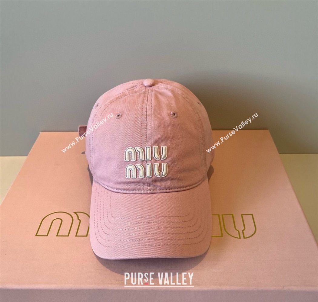 Miu Miu Canvas Baseball Hat Light Pink 2025 MM090913 (XMN-250909158)