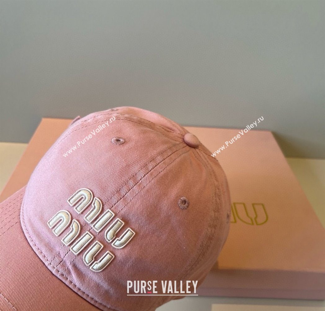Miu Miu Canvas Baseball Hat Light Pink 2025 MM090913 (XMN-250909158)