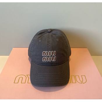Miu Miu Canvas Baseball Hat Dark Grey 2025 MM090913 (XMN-250909160)