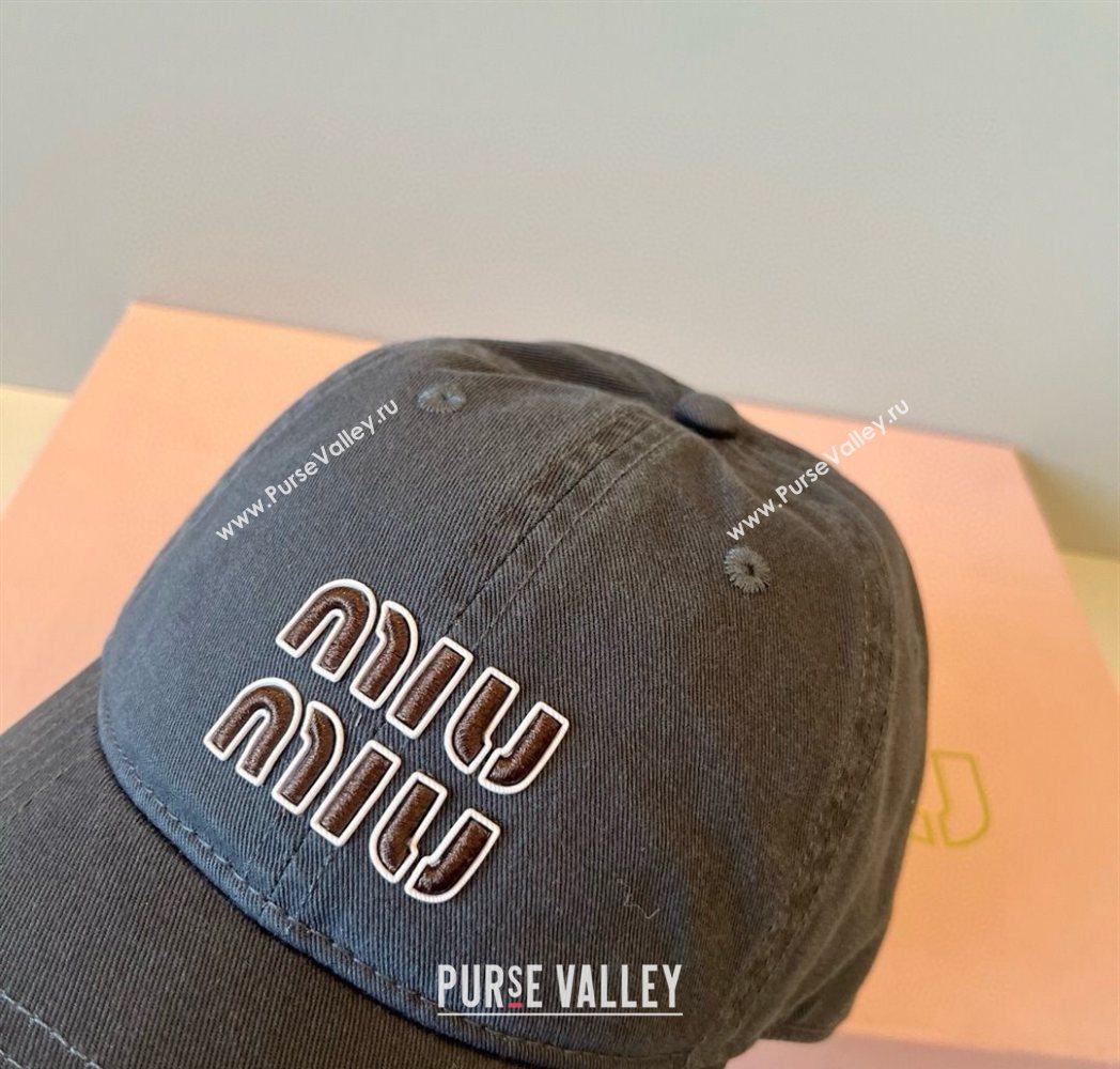 Miu Miu Canvas Baseball Hat Dark Grey 2025 MM090913 (XMN-250909160)