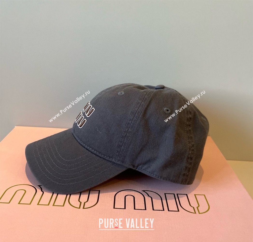 Miu Miu Canvas Baseball Hat Dark Grey 2025 MM090913 (XMN-250909160)