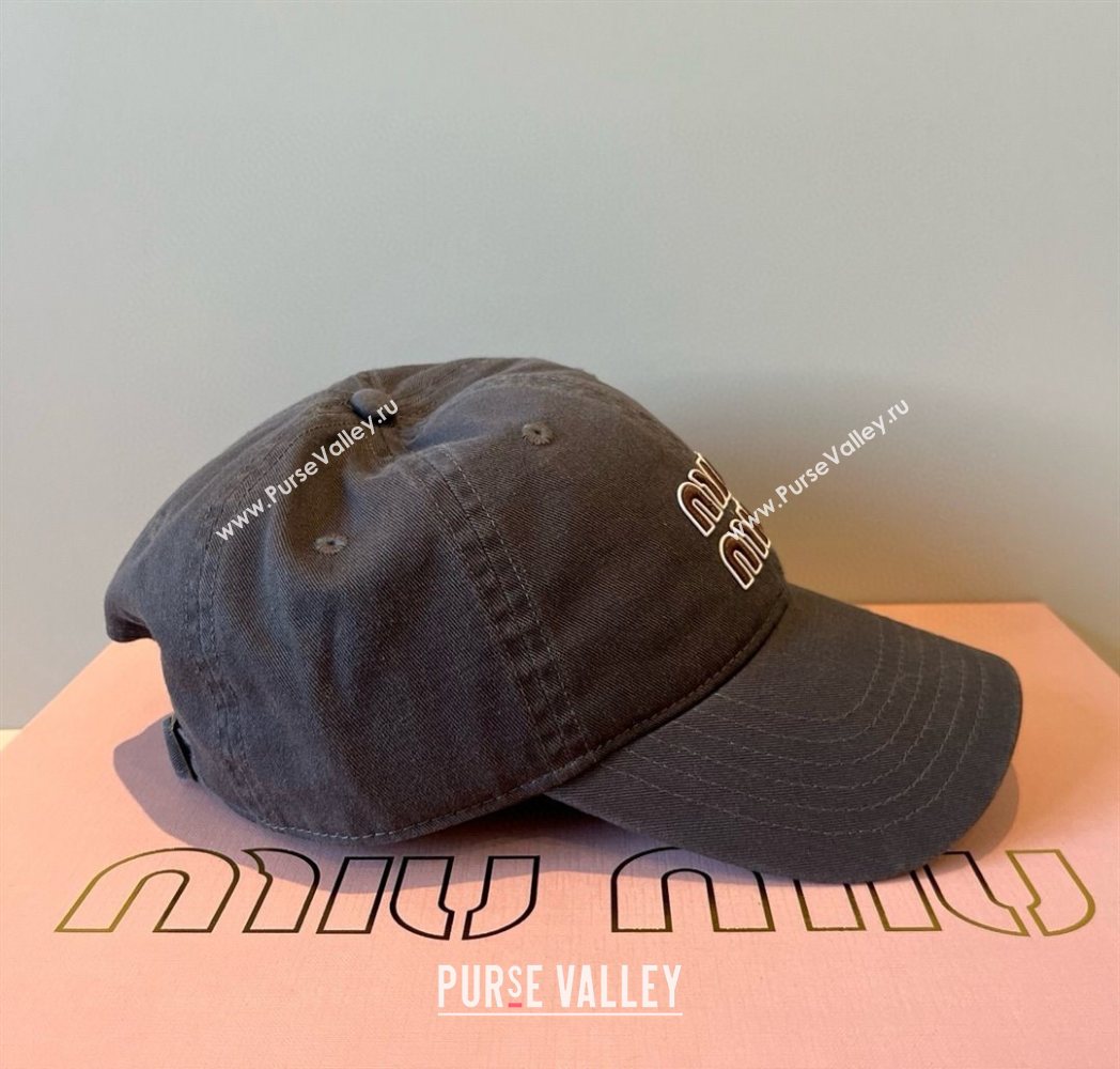 Miu Miu Canvas Baseball Hat Dark Grey 2025 MM090913 (XMN-250909160)