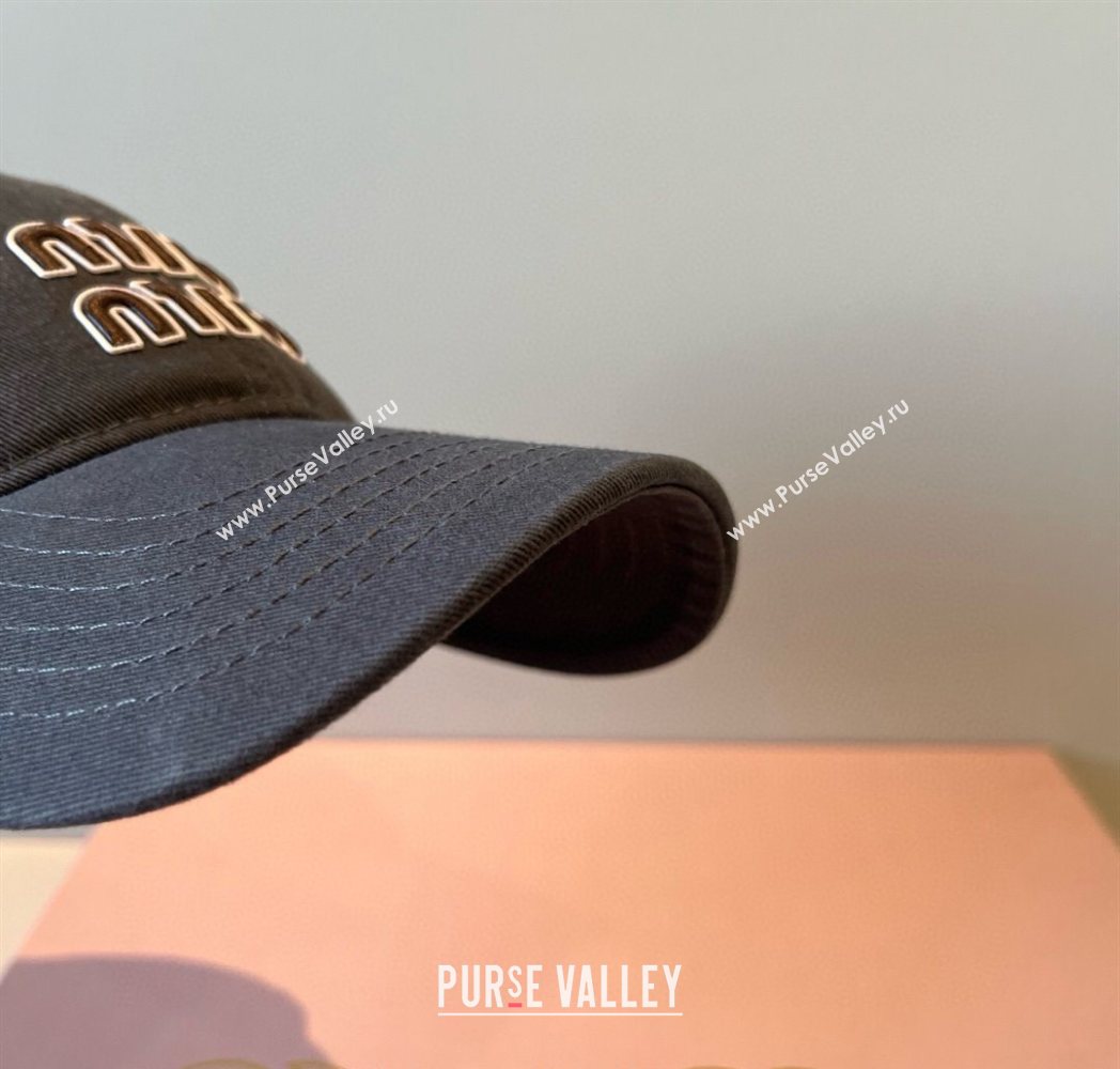 Miu Miu Canvas Baseball Hat Dark Grey 2025 MM090913 (XMN-250909160)