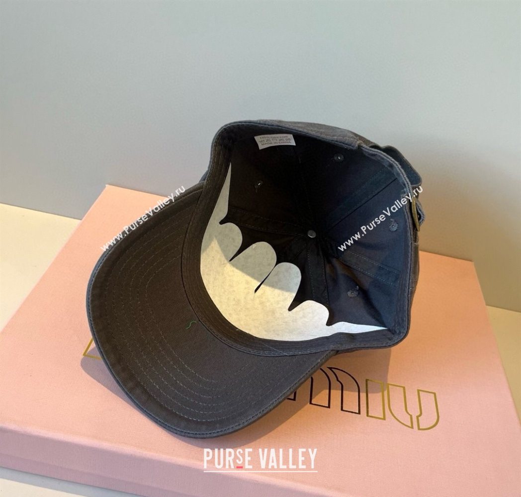Miu Miu Canvas Baseball Hat Dark Grey 2025 MM090913 (XMN-250909160)