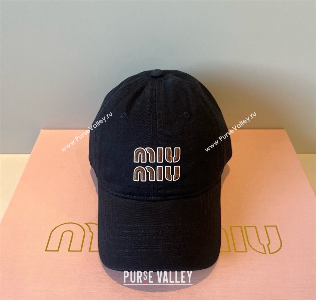 Miu Miu Canvas Baseball Hat Black 2025 MM090913 (XMN-250909163)