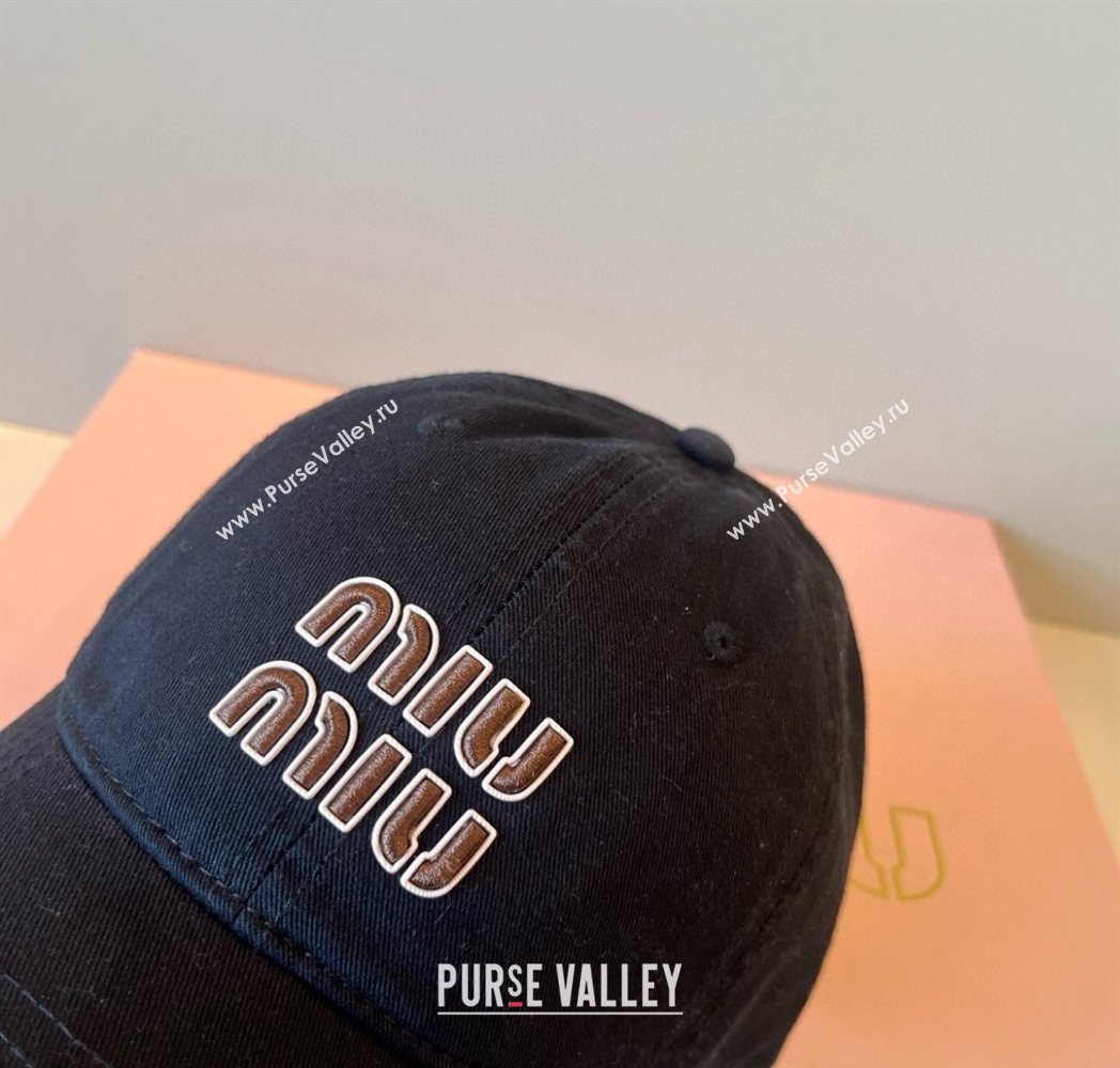 Miu Miu Canvas Baseball Hat Black 2025 MM090913 (XMN-250909163)
