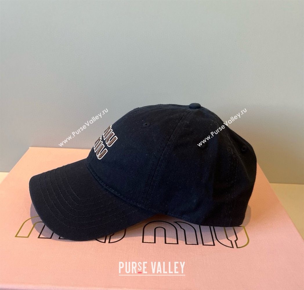 Miu Miu Canvas Baseball Hat Black 2025 MM090913 (XMN-250909163)