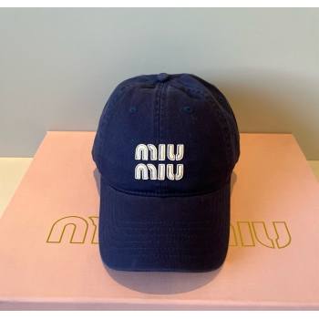Miu Miu Canvas Baseball Hat Navy Blue 2025 MM090913 (XMN-250909165)