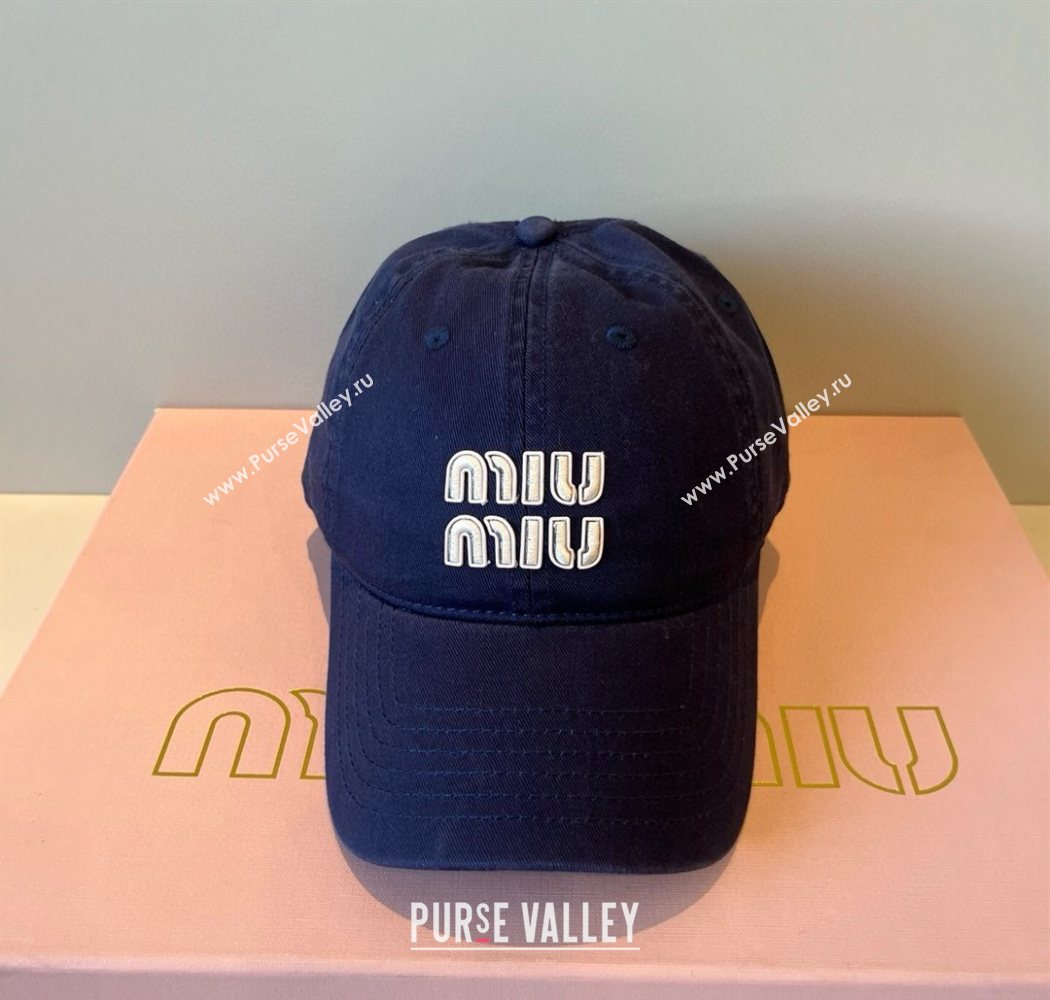 Miu Miu Canvas Baseball Hat Navy Blue 2025 MM090913 (XMN-250909165)