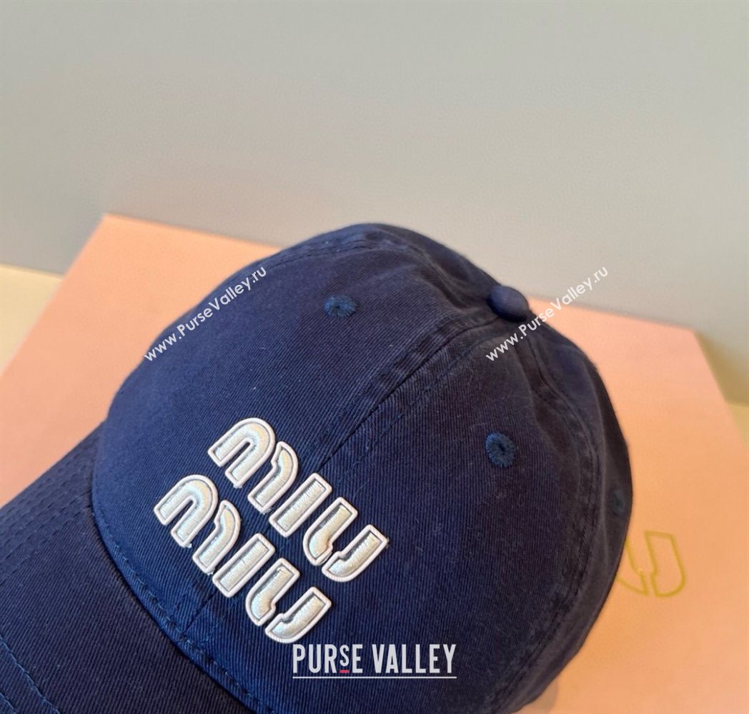 Miu Miu Canvas Baseball Hat Navy Blue 2025 MM090913 (XMN-250909165)