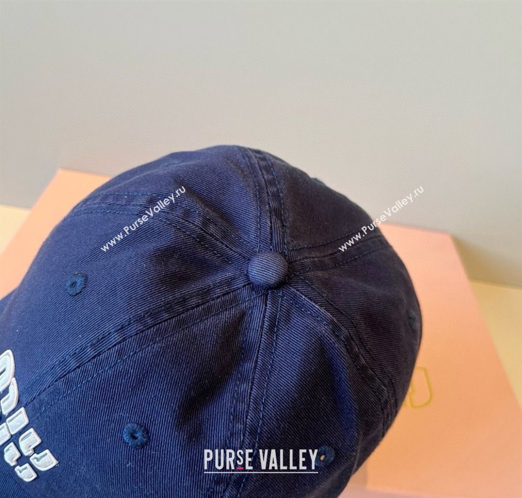 Miu Miu Canvas Baseball Hat Navy Blue 2025 MM090913 (XMN-250909165)