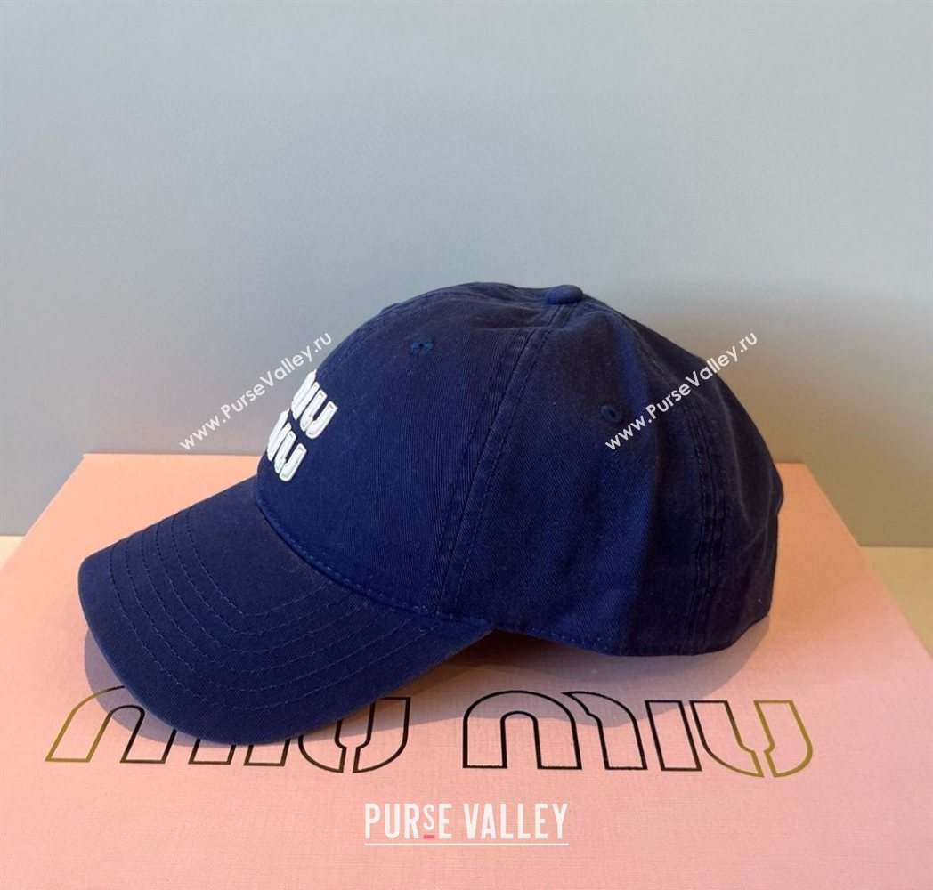 Miu Miu Canvas Baseball Hat Navy Blue 2025 MM090913 (XMN-250909165)