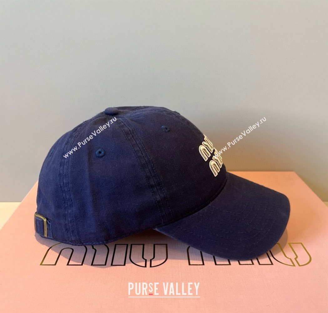 Miu Miu Canvas Baseball Hat Navy Blue 2025 MM090913 (XMN-250909165)