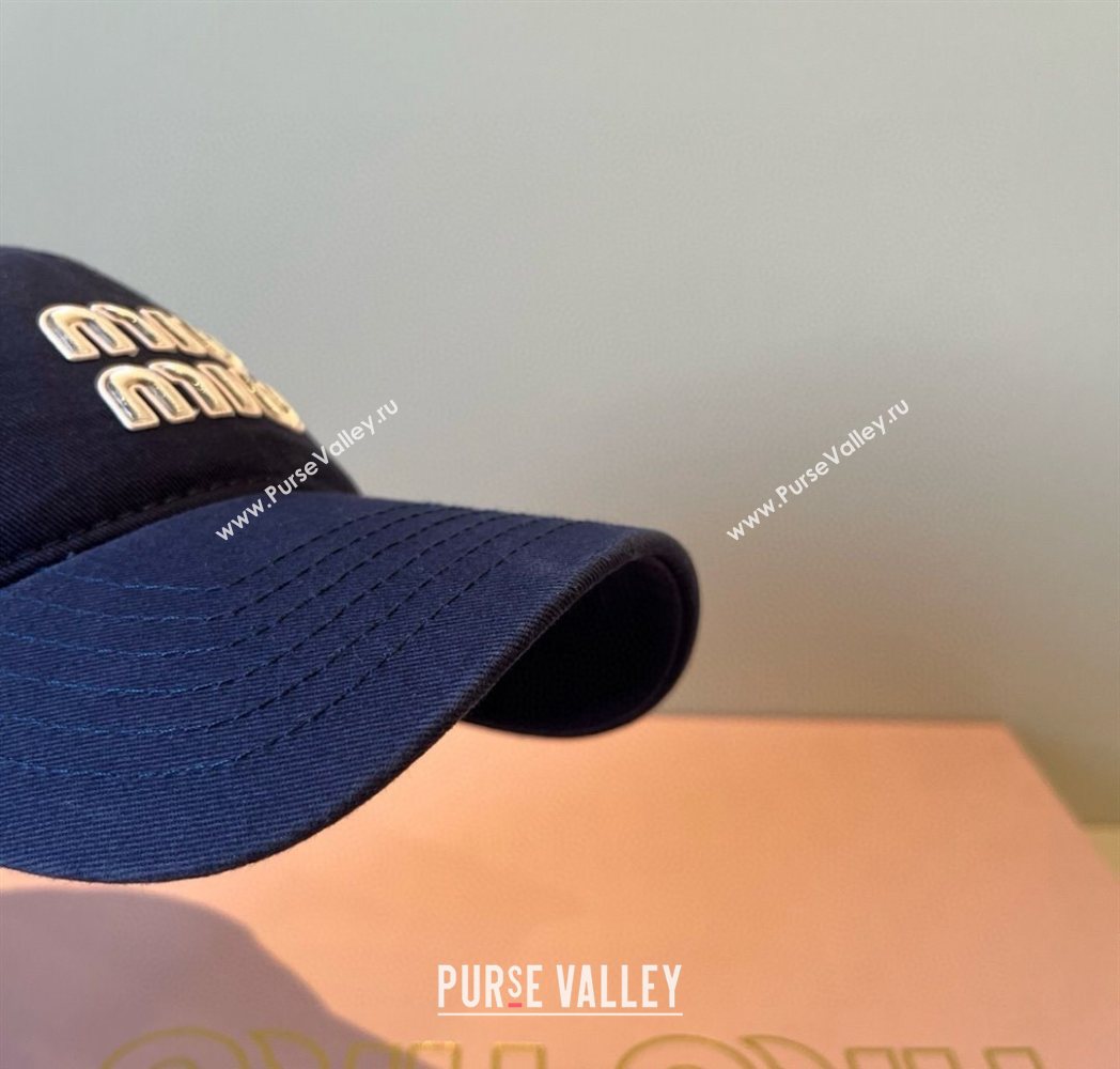 Miu Miu Canvas Baseball Hat Navy Blue 2025 MM090913 (XMN-250909165)