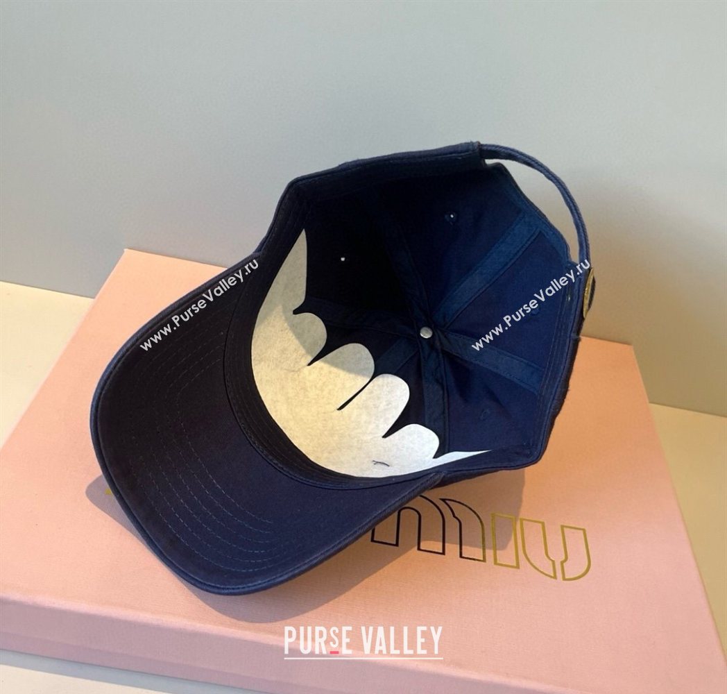 Miu Miu Canvas Baseball Hat Navy Blue 2025 MM090913 (XMN-250909165)
