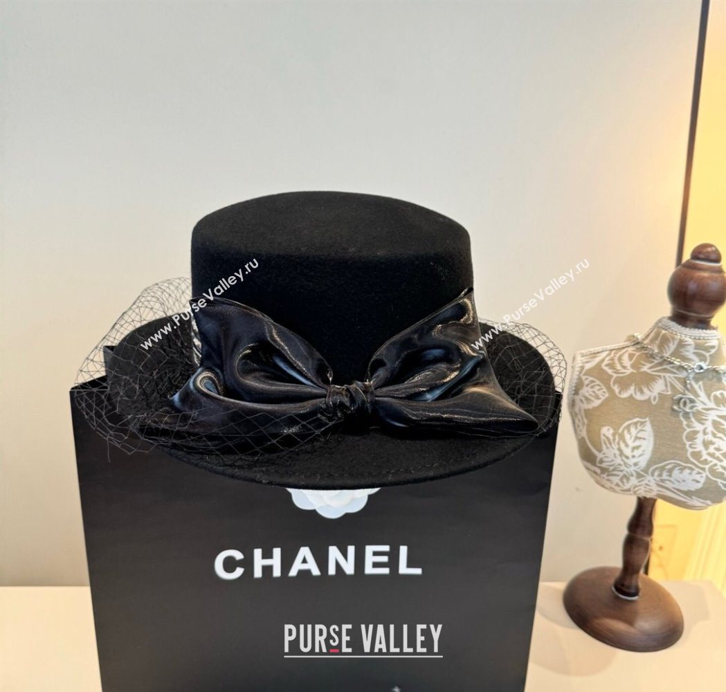 Chanel Wool Wide Brim Hat with Mesh Black 2025 CH111103 (XMN-251111091)