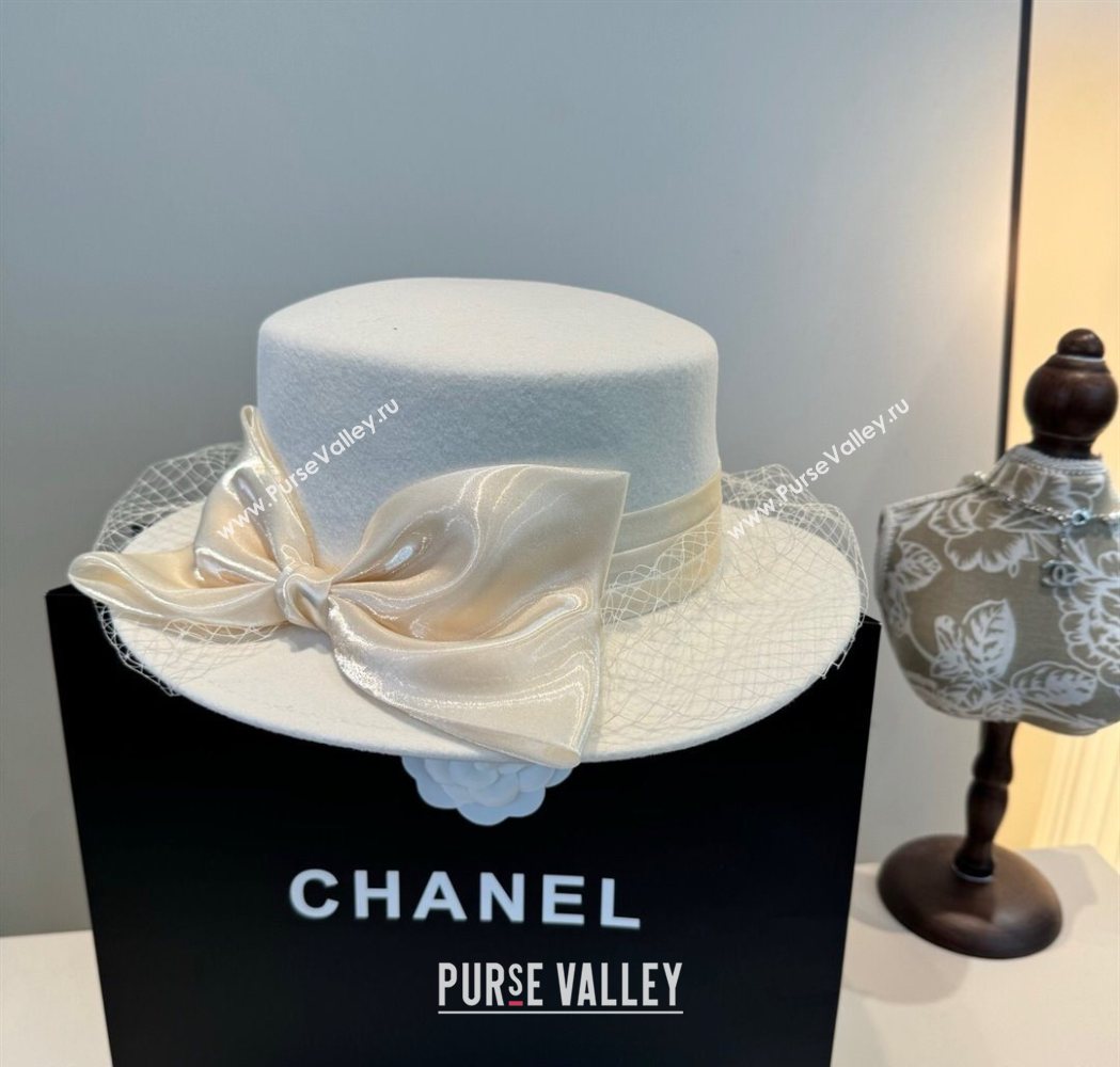 Chanel Wool Wide Brim Hat with Mesh White 2025 CH111103 (XMN-251111092)