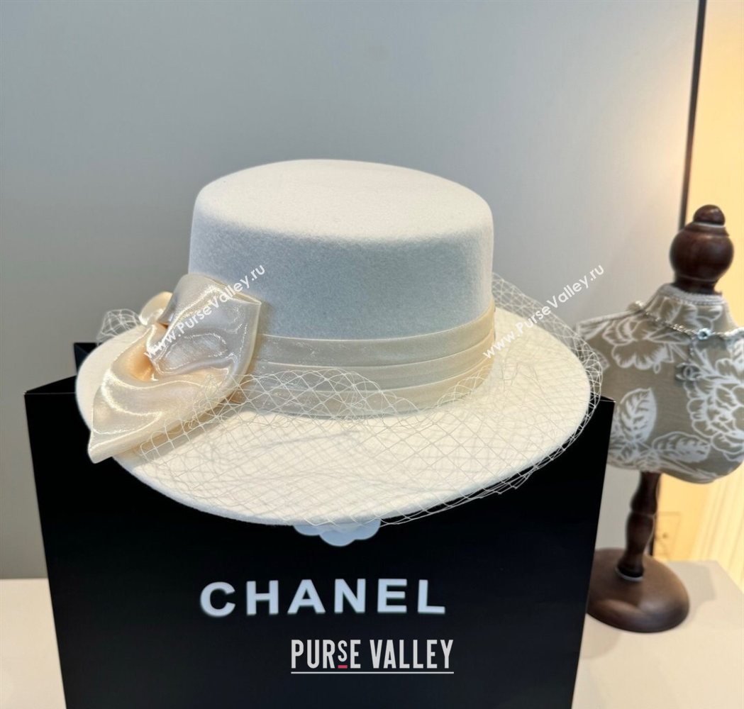 Chanel Wool Wide Brim Hat with Mesh White 2025 CH111103 (XMN-251111092)