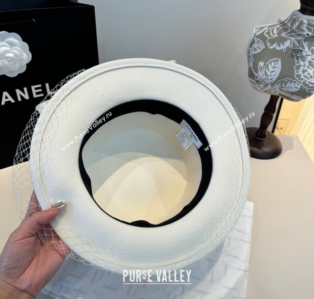 Chanel Wool Wide Brim Hat with Mesh White 2025 CH111103 (XMN-251111092)