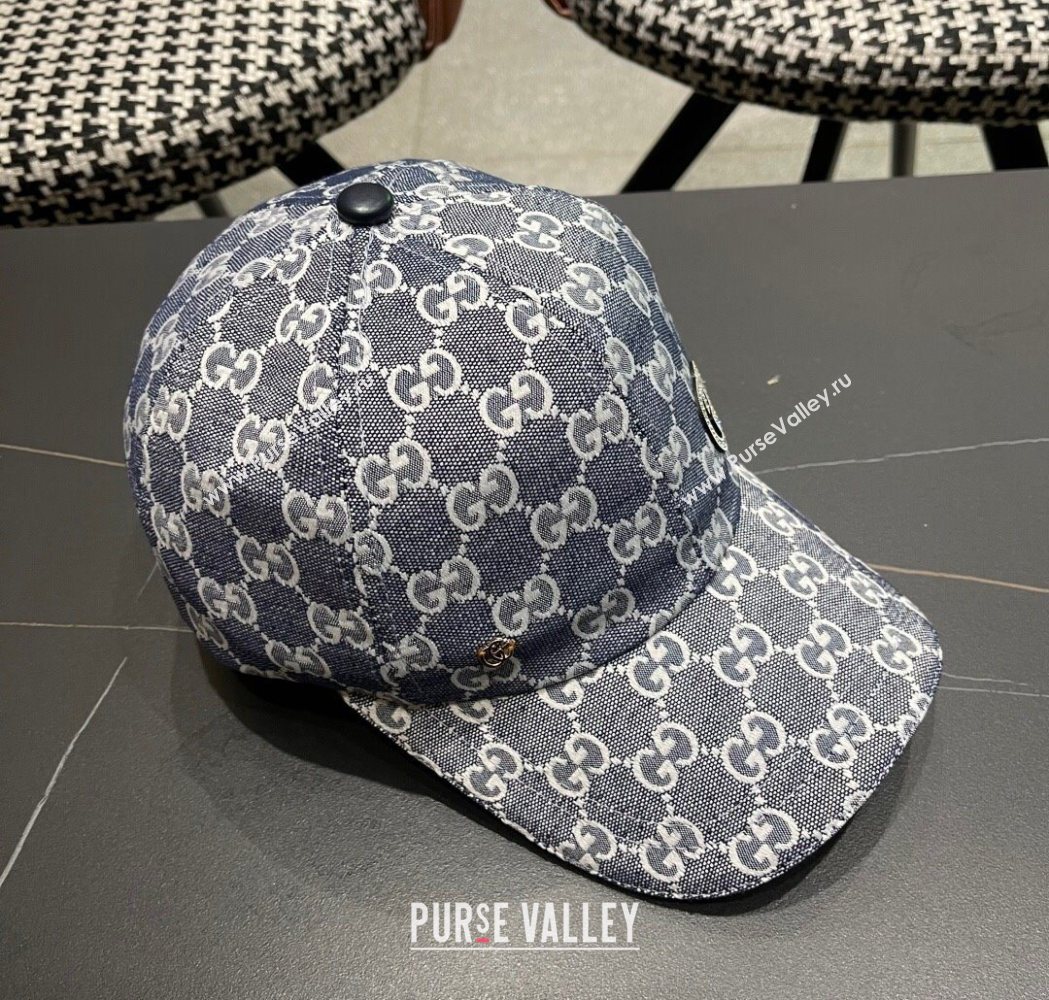 Gucci GG Canvas Baseball Hat with Strass Dark Blue 2025 GG111103 (XMN-251111084)