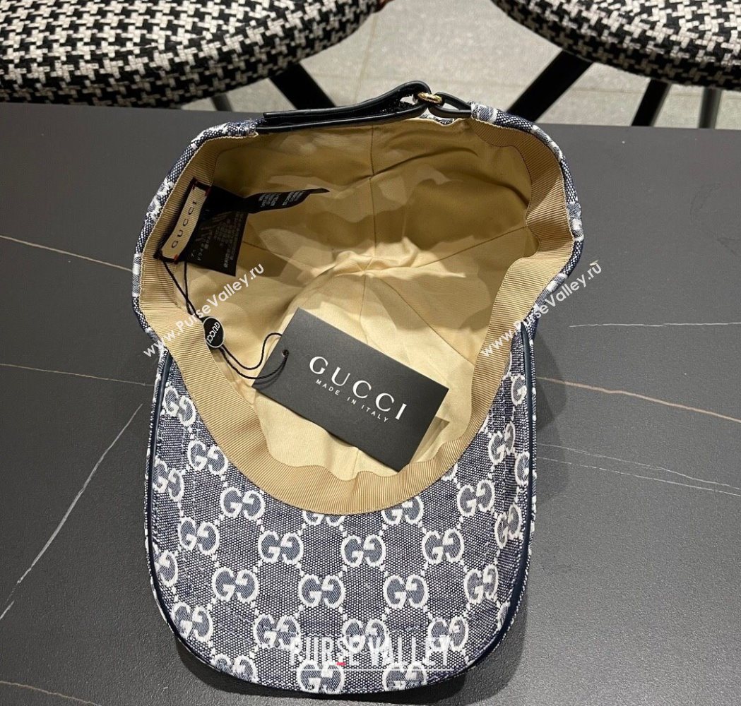 Gucci GG Canvas Baseball Hat with Strass Dark Blue 2025 GG111103 (XMN-251111084)
