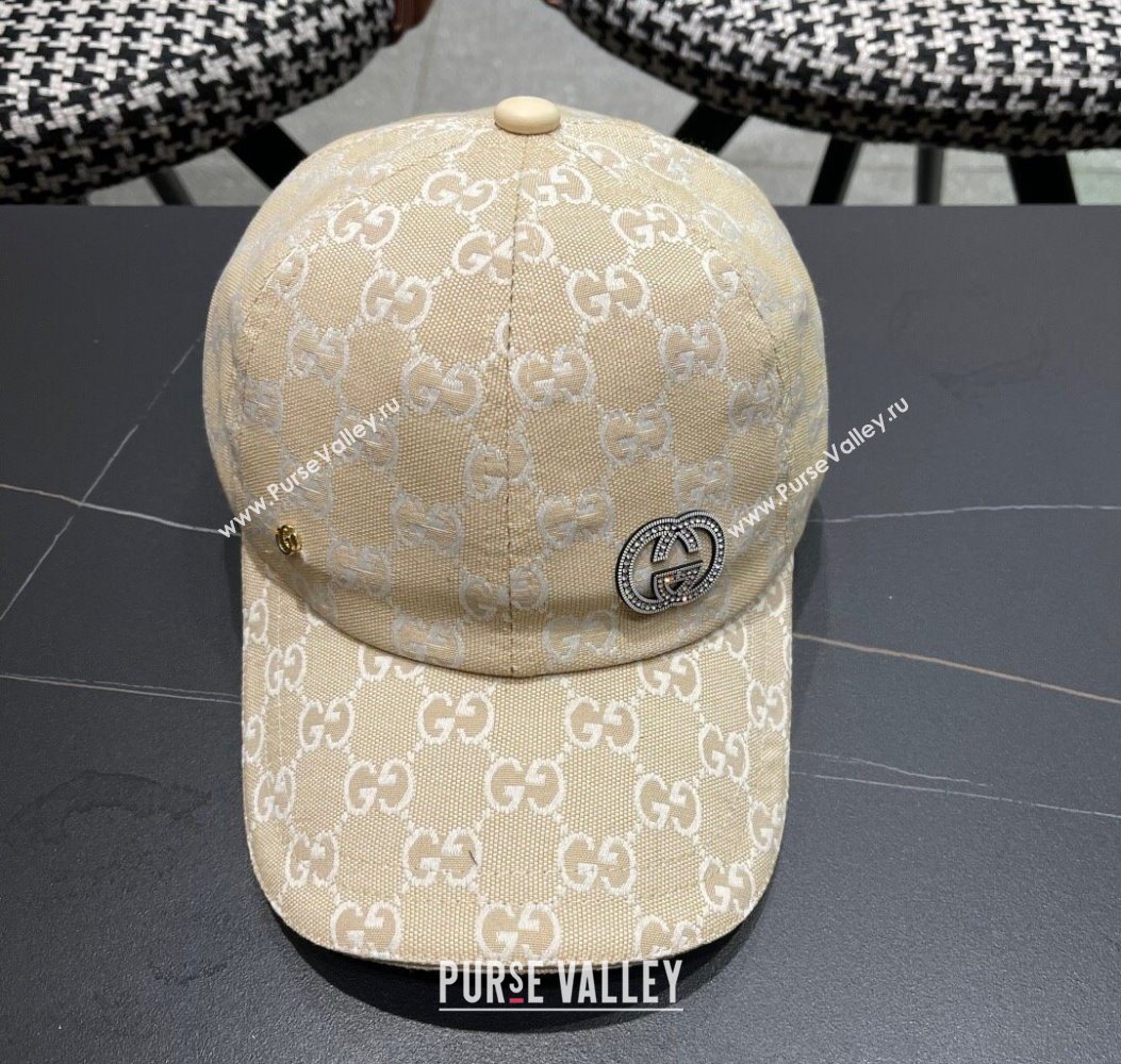 Gucci GG Canvas Baseball Hat with Strass Beige 2025 GG111103 (XMN-251111085)