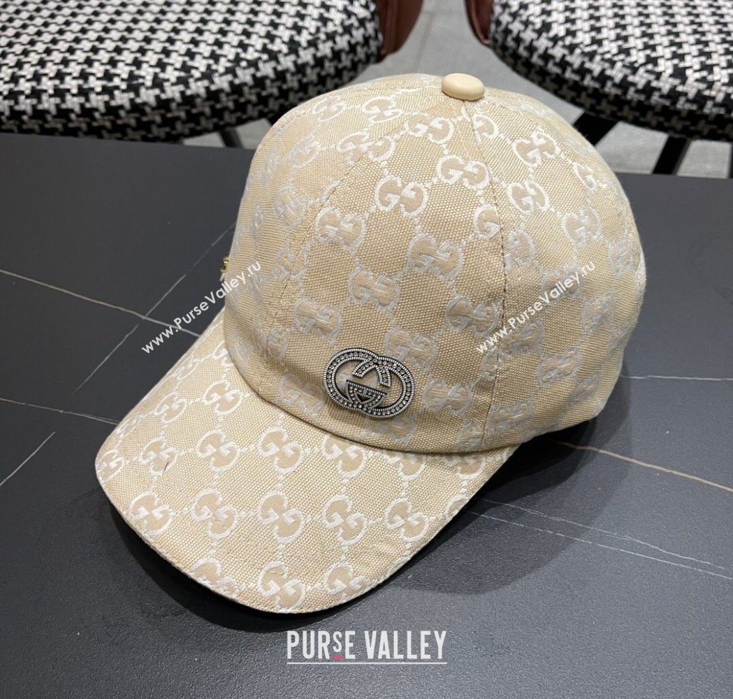 Gucci GG Canvas Baseball Hat with Strass Beige 2025 GG111103 (XMN-251111085)