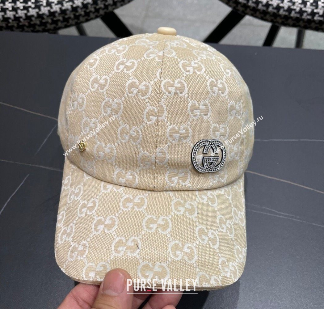 Gucci GG Canvas Baseball Hat with Strass Beige 2025 GG111103 (XMN-251111085)