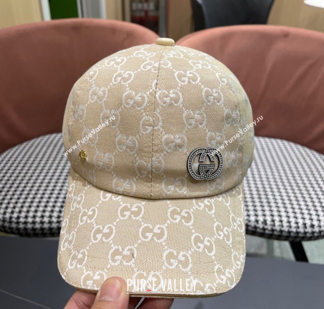 Gucci GG Canvas Baseball Hat with Strass Beige 2025 GG111103 (XMN-251111085)