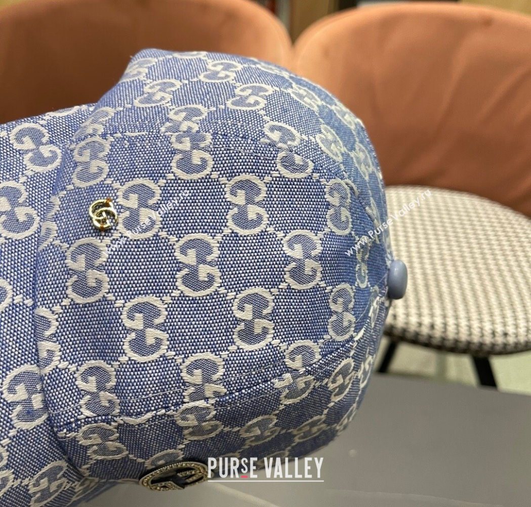 Gucci GG Canvas Baseball Hat with Strass Light Blue 2025 GG111103 (XMN-251111086)