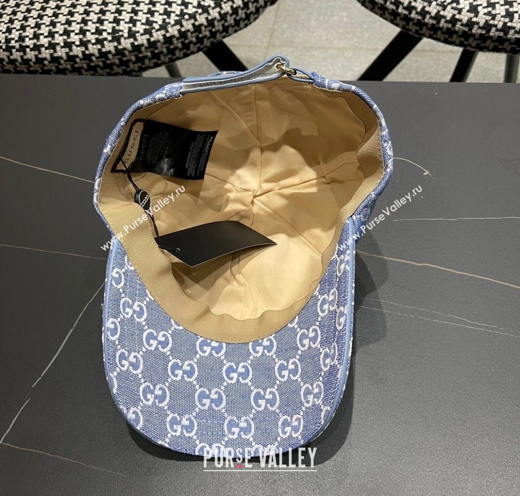 Gucci GG Canvas Baseball Hat with Strass Light Blue 2025 GG111103 (XMN-251111086)