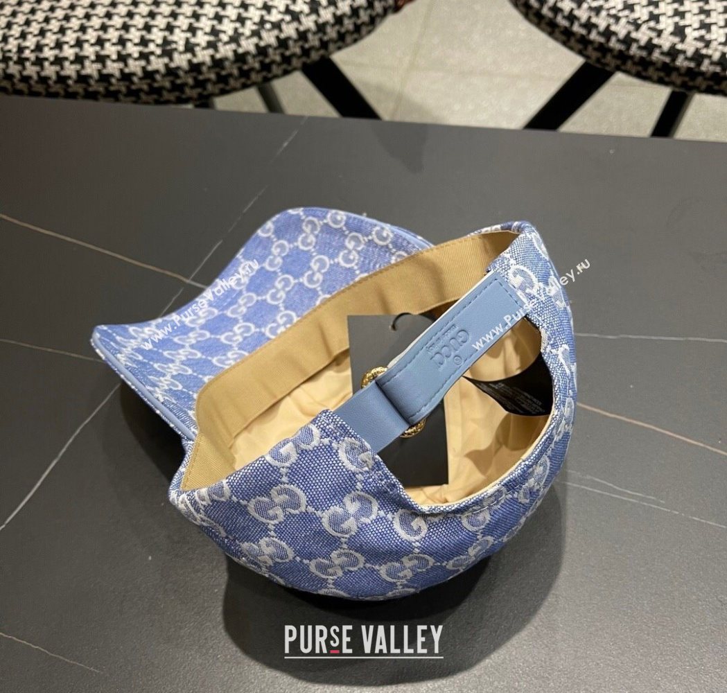 Gucci GG Canvas Baseball Hat with Strass Light Blue 2025 GG111103 (XMN-251111086)