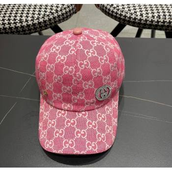 Gucci GG Canvas Baseball Hat with Strass Pink 2025 GG111103 (XMN-251111087)