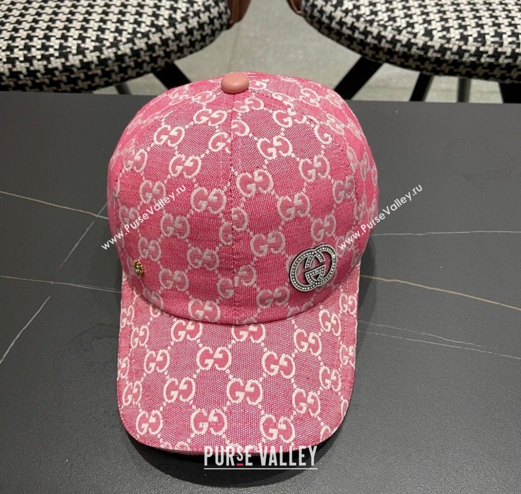 Gucci GG Canvas Baseball Hat with Strass Pink 2025 GG111103 (XMN-251111087)
