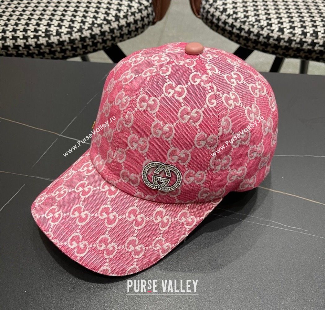 Gucci GG Canvas Baseball Hat with Strass Pink 2025 GG111103 (XMN-251111087)