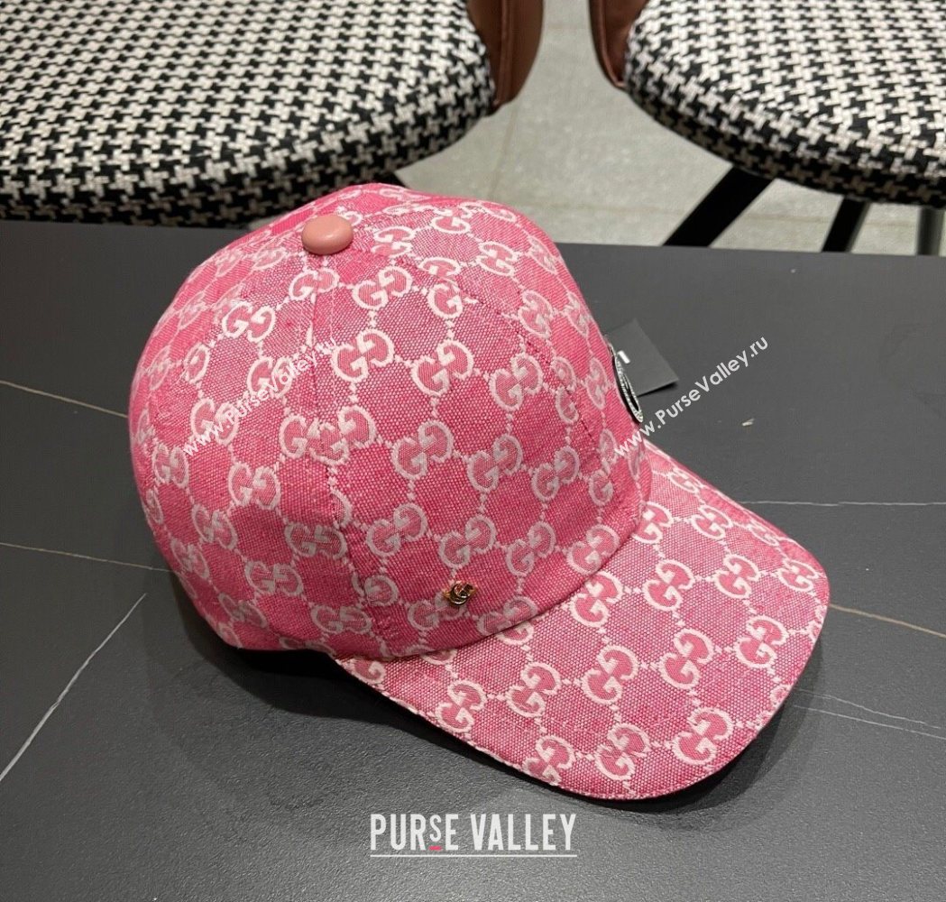 Gucci GG Canvas Baseball Hat with Strass Pink 2025 GG111103 (XMN-251111087)