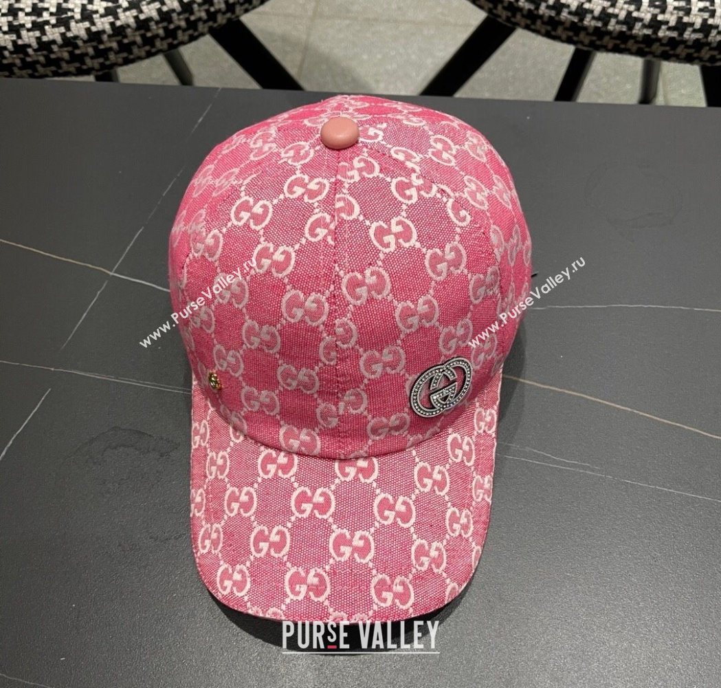 Gucci GG Canvas Baseball Hat with Strass Pink 2025 GG111103 (XMN-251111087)