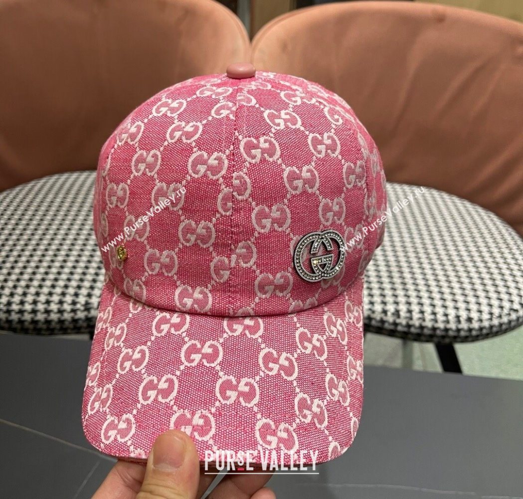 Gucci GG Canvas Baseball Hat with Strass Pink 2025 GG111103 (XMN-251111087)