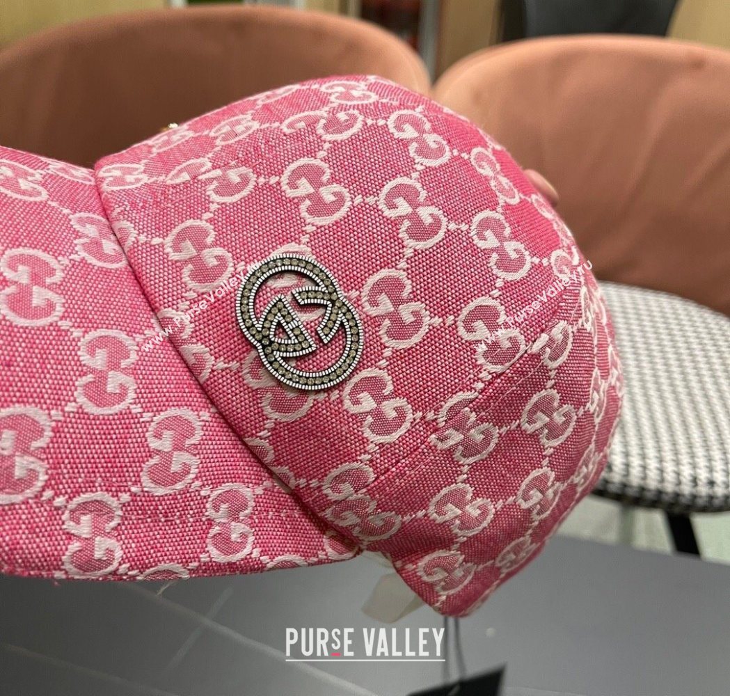 Gucci GG Canvas Baseball Hat with Strass Pink 2025 GG111103 (XMN-251111087)