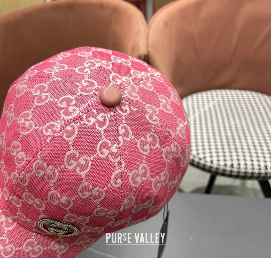 Gucci GG Canvas Baseball Hat with Strass Pink 2025 GG111103 (XMN-251111087)