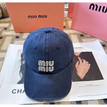 Miu Miu Canvas Baseball Hat Navy Blue 2026 MIU010522 (XMN-260105162)